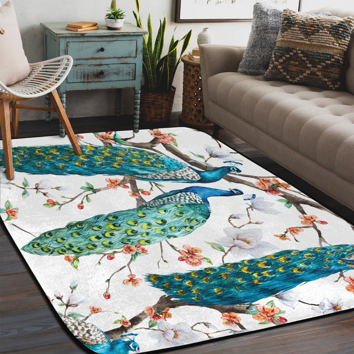 Bathroom Rug Mat 48”x72”/4’x6’, Non Slip Rug Pads for Hardwood Floors and Tiles, Reusable and Washable Tape for Area Rugs, Dual Sided Adhesive Gripper Keep Corners Flat, Set of 2