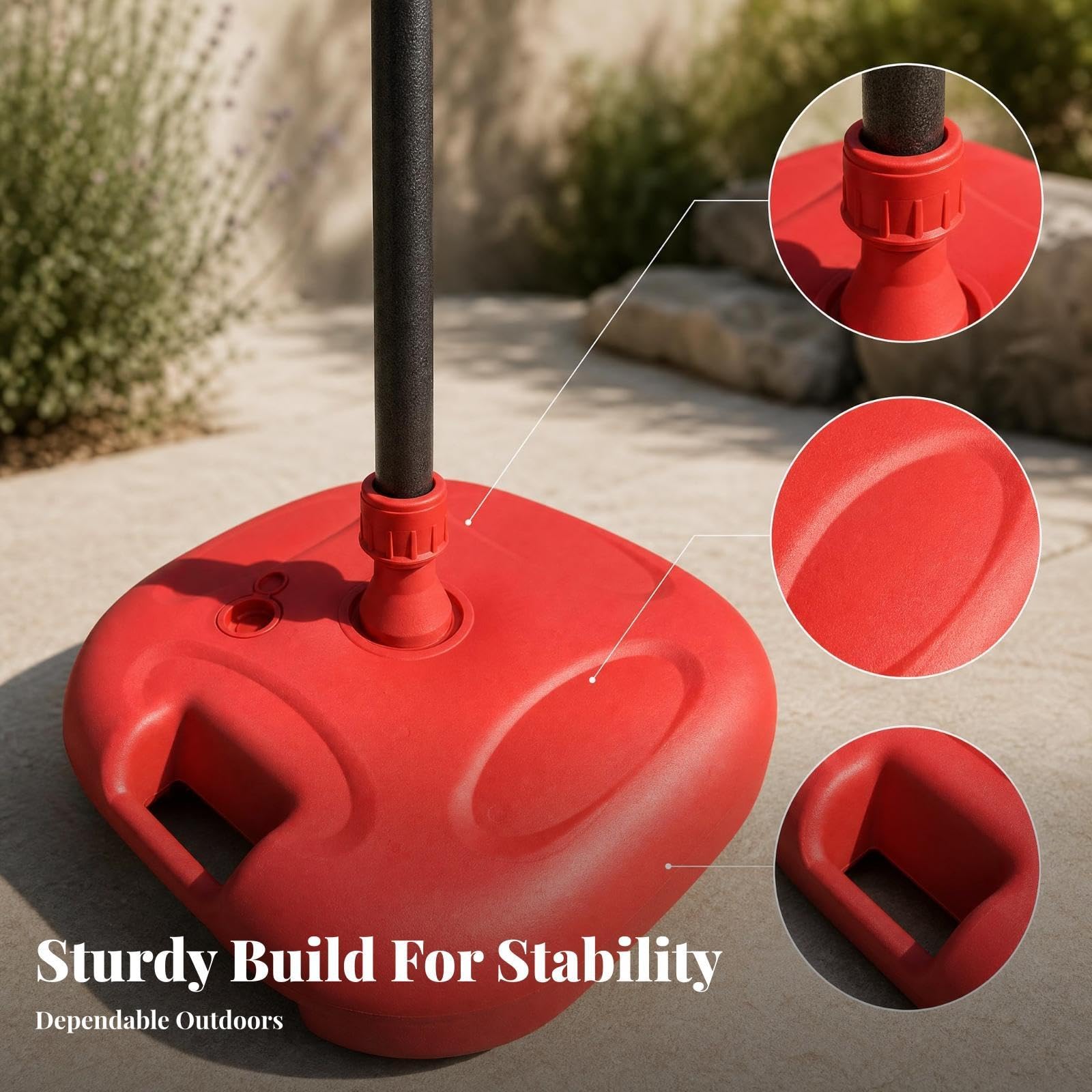 low profile patio umbrella base LOOM TREE Water-Fillable Umbrella Base Rounded Square Red Home & Kitchen PIM_CategoryId_1870 1Storm Motorcycle Full Face and sustainability for your Color:Small Mouth