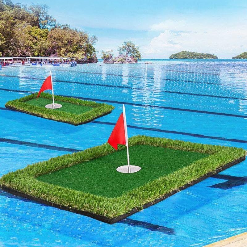 Floating Golf Green, Outdoor Putting Mats Training Accessories, Pool Golf Game with Flag and Tee for Outdoor Indoor Swimming Pool