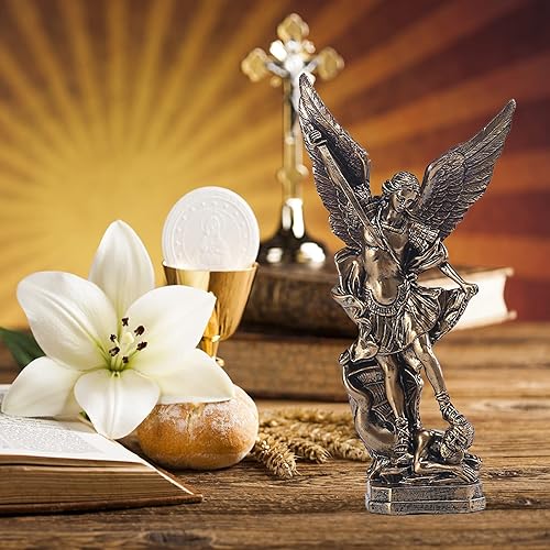 Miniatura 5 de Estatua del Arcángel de San Miguel de 124 pulgadas el Arcángel San Miguel derrotó al dragón la escultura del ángel de batalla