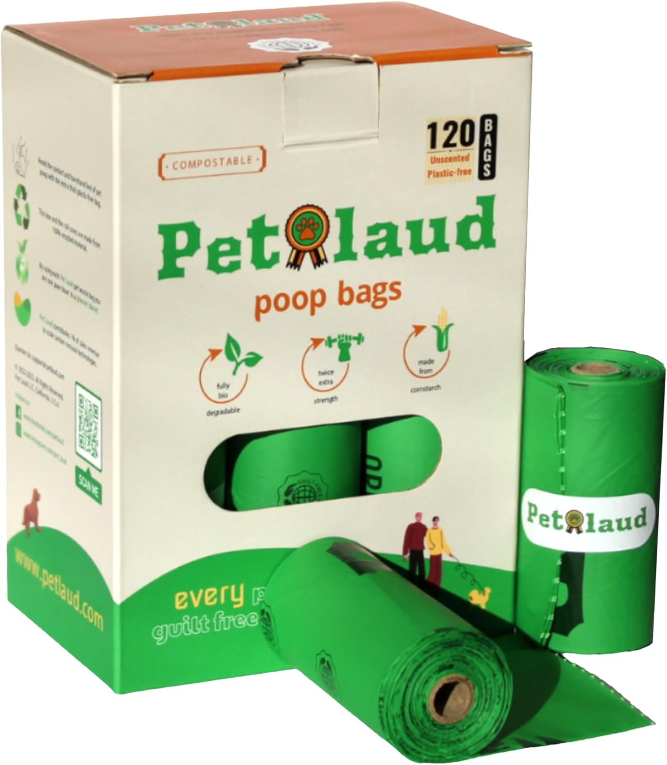 Pet Laud Dog Poop Bags Biodegradable, (120 Count 9x13 Inches) Compostable Dog Poop Bags