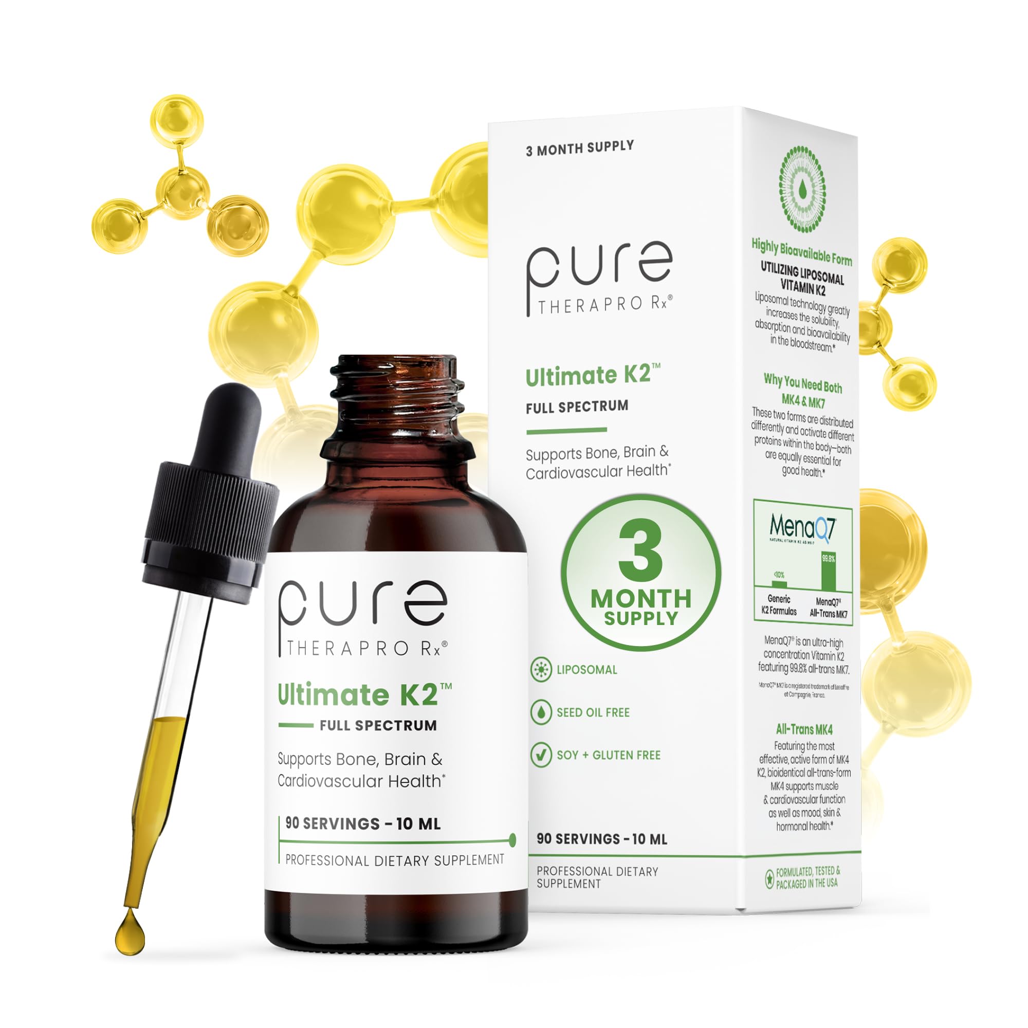 Liposomal Vitamin K2 Drops, MK-4 & MenaQ7 MK-7, 600 mcg, 10 mL