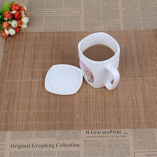 Miniatura 3 de Mantel individual para mesa de comedor, 2 piezas, resistente al calor, resistente a las manchas, antideslizante, lavable, de bambú, mantel