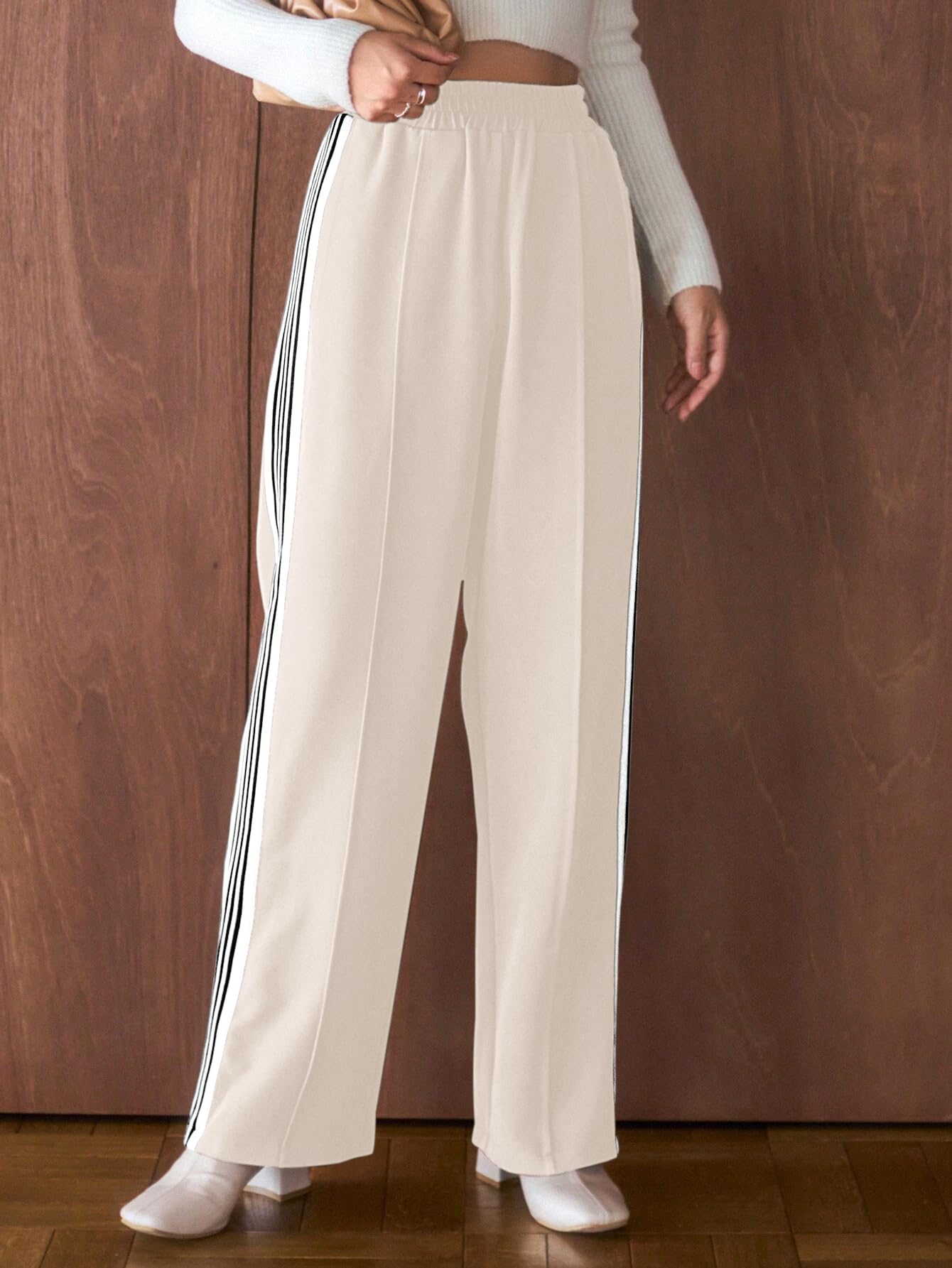 GRECIILOOKS Pantalones deportivos de estilo coreano para mujer, cintura alta, eventos universitarios casuales (tallas grandes disponibles)