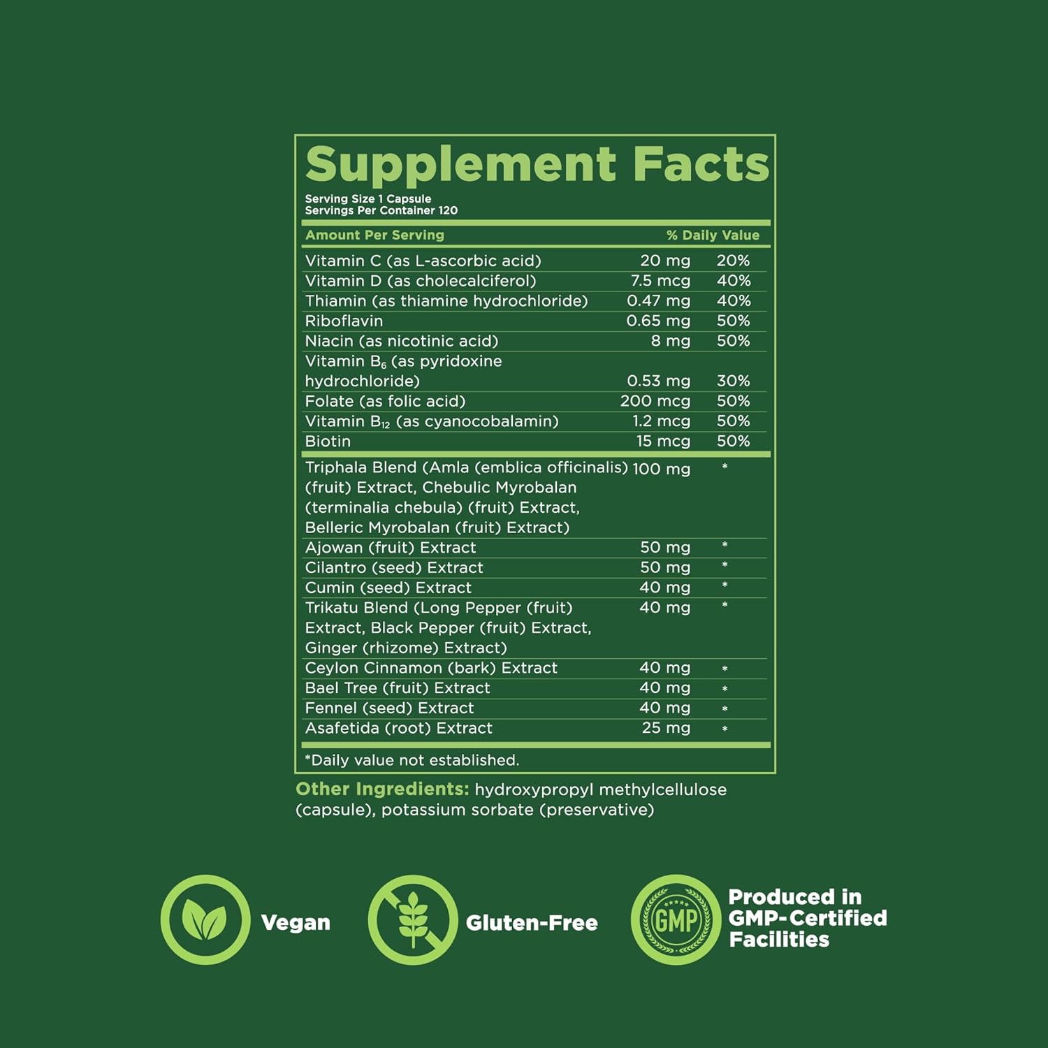 KAPIVA MEN Digestive Support Supplement with Triphala, Ajwain, Cumin, and Other Herbs and Vitamins, Supports Healthy Digestion and Gut Health, 60 Day Supply, 120 Capsules - Image 4