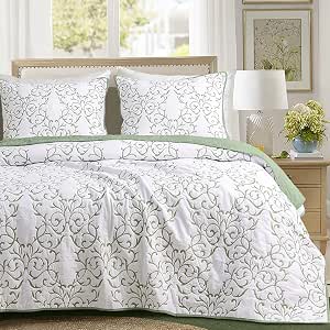 Easy-Going Reversible Quilt Set Full/Queen – Lightweight Microfiber Bedspread, Water Resistant, Gray - View #10