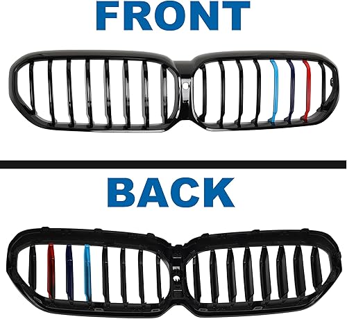 Miniatura 42 de Rejilla frontal F10 para riñón con doble listón, color negro brillante, compatible con BMW Serie 5 2010-2017, F10, F11, F18, Sedan 520i, 528i, 535d
