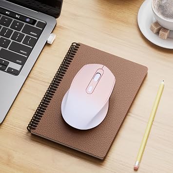 Wireless Gradient Color Bluetooth Mouse,Dual Mode Rechargeable Silent Slim Laptop Mouse,Portable(BT5.2+USB Receiver) Computer Mice,for Laptop,Desktop Computer,ipad Tablet,Phone,Mac(Gradient Pink)