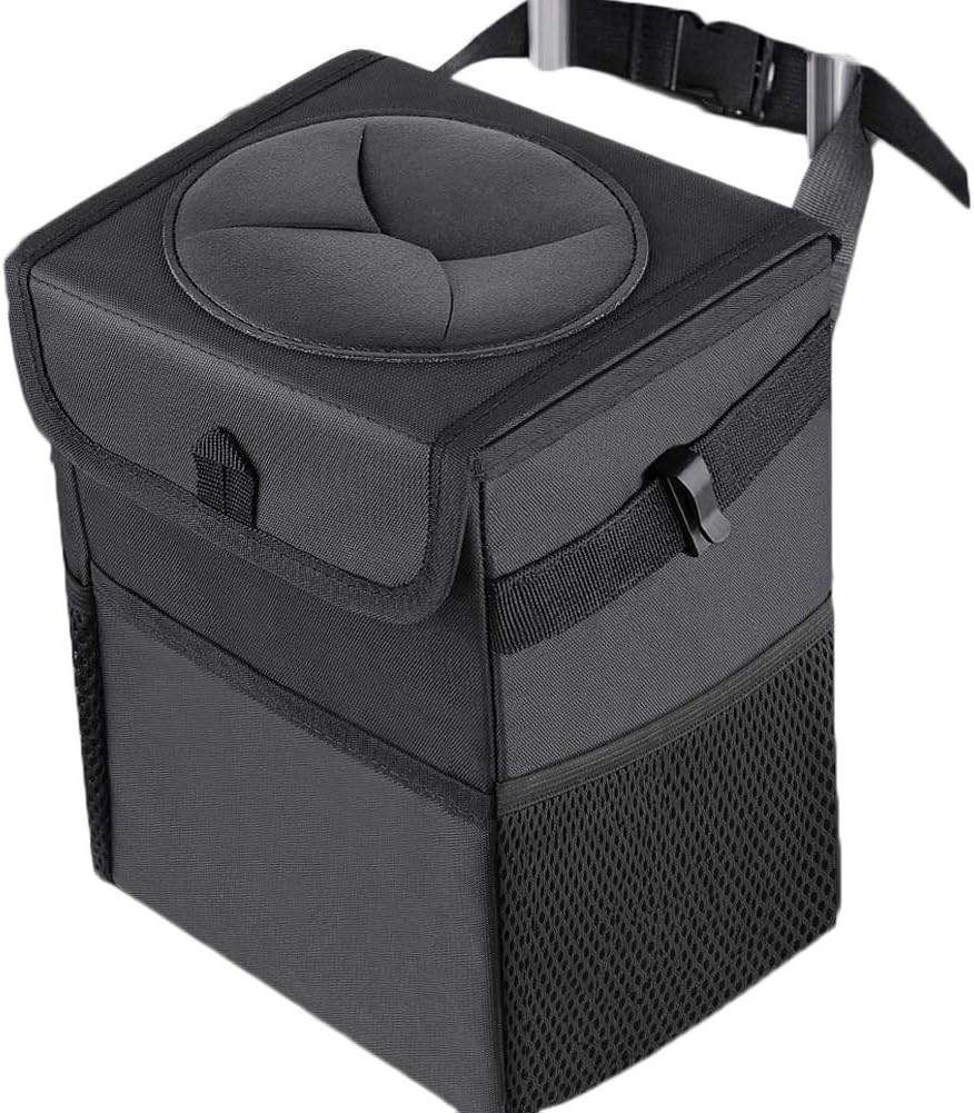 車用 ゴミ箱 ごみ箱 倒れない おしゃれ くるま用 トボックス 収納ポケット おもり付き 転倒防止 蓋つき マジックテープ付き コンパクト 折り畳み可能 大容量 小物入れ 収納簡単 防水可能 洗濯可能 固定可能 簡単に取付可能 ブラック Godinexile 車 Amazon