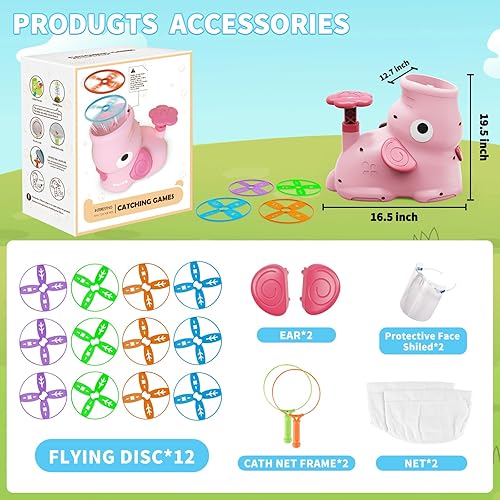 Miniatura 6 de CPSYUB Juguete lanzador de disco volador para niños de 3, 4, 5, 6, 7, 8, 9, 10, juego de captura de mariposas de elefante, actividades al aire