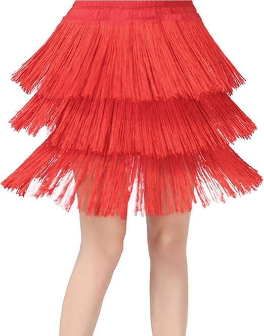 Jupe De Danse Latine Fille Avec Franges - Noir, 10-11 Ans, Style Swing