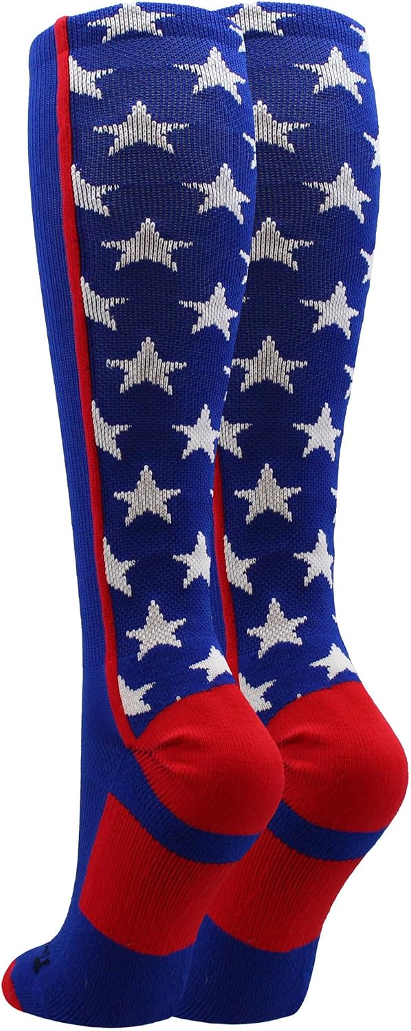 MadSportsStuff All Stars Socks with Stars for Baseball Softball Football Youth and Adult Boys Girls Men Women Over the Calf