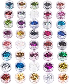 FITDON Laser Butterfly Star Heart Nail Glitter Sequins, 36 Boxes 3D Nail Art Flakes & 4 Boxes Nail Foil Chips, Colorful Confetti Sticker Nail Art Supplies Make Up DIY Decals Decoration