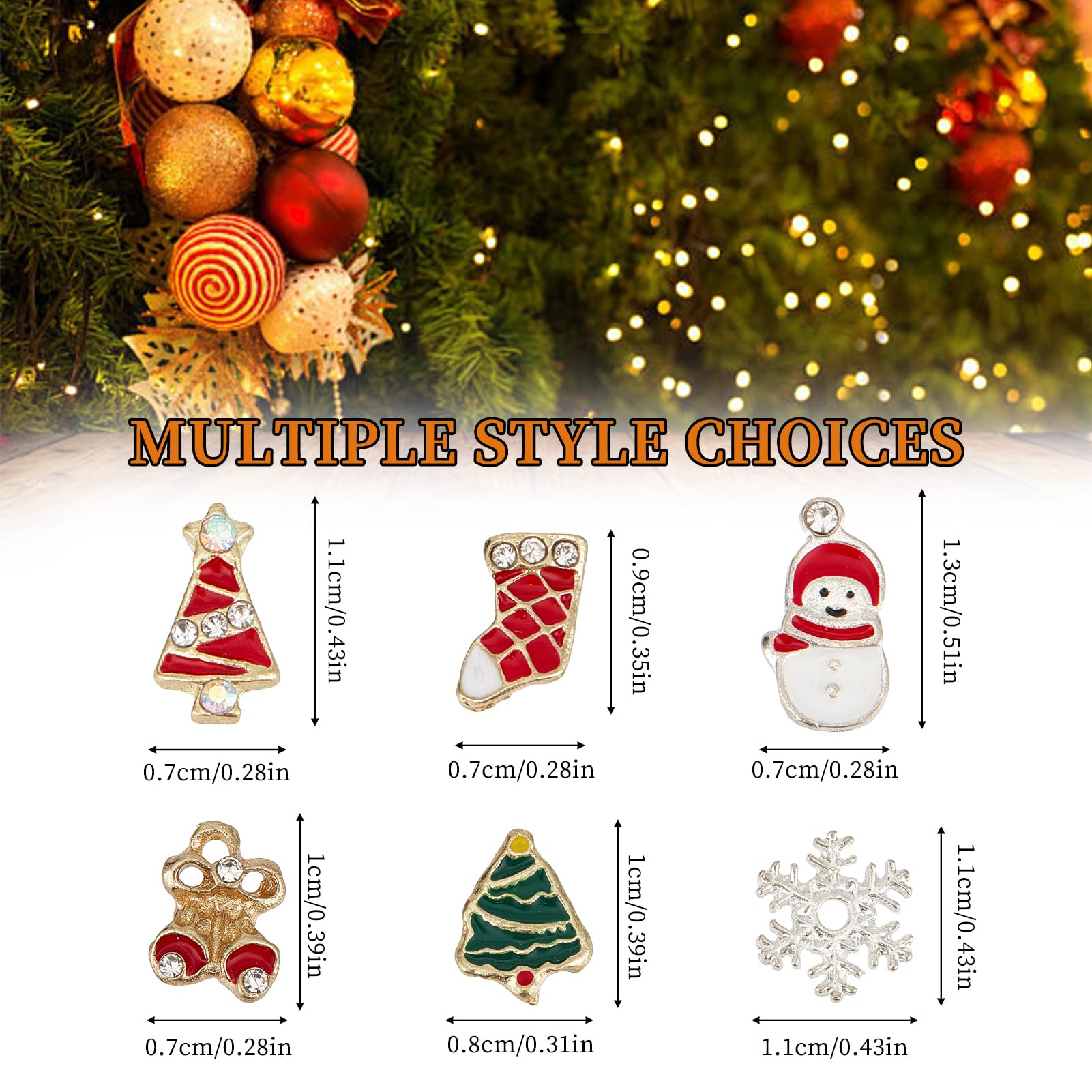 NICENEEDED 60 Pcs Christmas Nail Charms, Santa Claus Snowman Snowflake Nail Art Decorations - Image 2