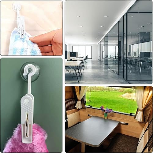 Miniatura 7 de 6 clips de ventosa pequeños de plástico para colgar ventosas, ventosas, ventosas, ventosas, con clip para colgar cocina, baño, autocaravana,