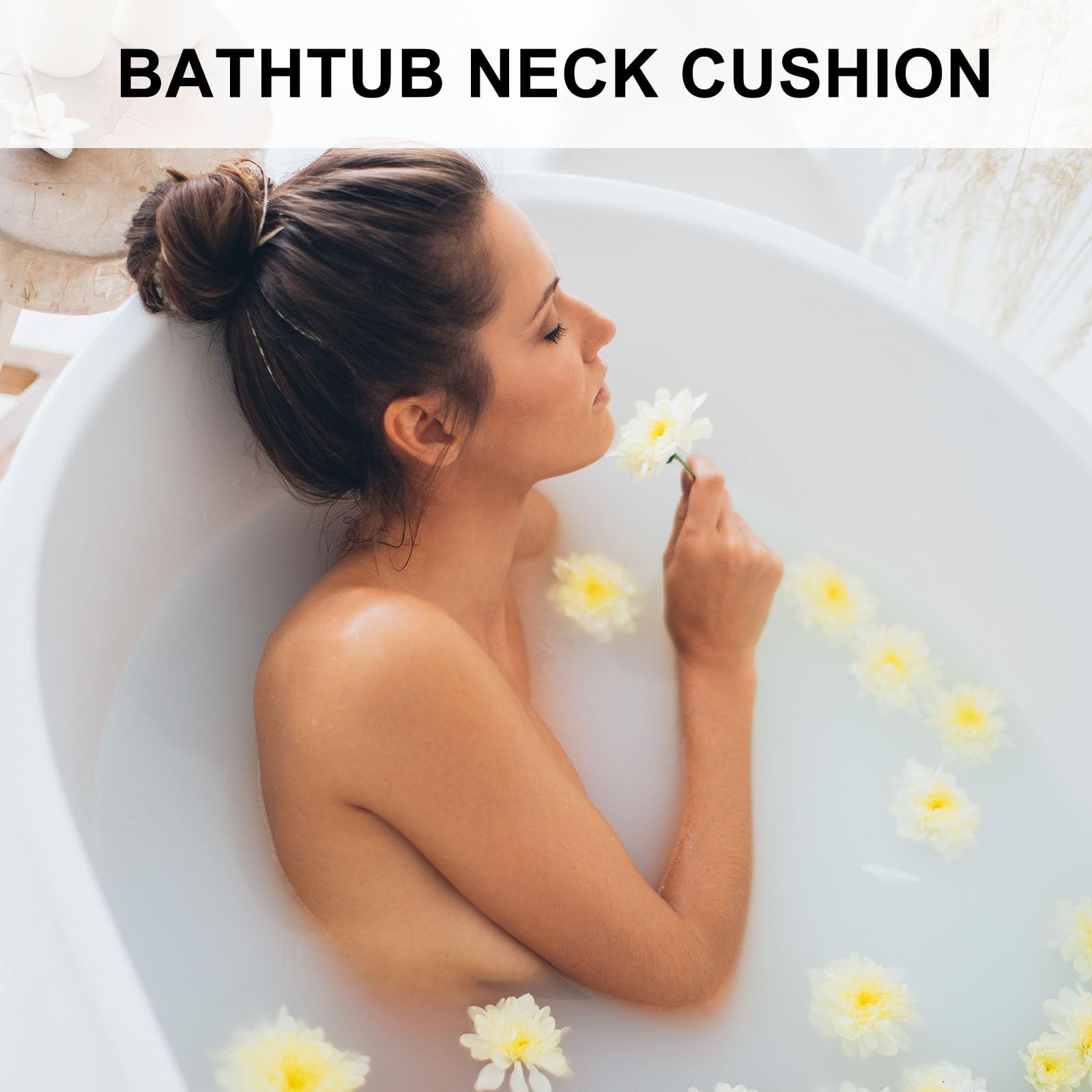 Artibetter Cuscino da Bagno Ventose in Pu Bianco Morbido e Resistente Supporto Ergonomico per Collo e Testa per Saloni di Bellezza e Bagno