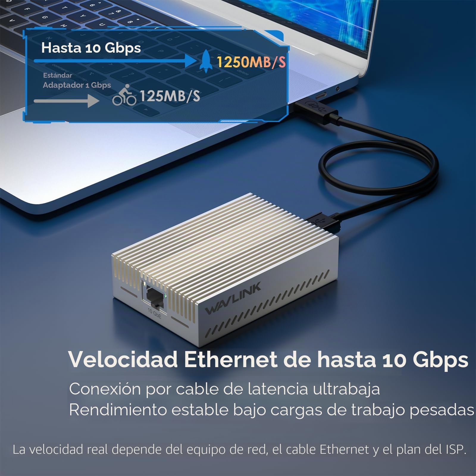 WAVLINK Adaptador Ethernet USB 4 a 10 Gbps, adaptador de red USB-C a Ethernet de 10 G con chip AQC113, compatible con Thunderbolt 3/4/5 y USB4, para Mac, Windows y Linux (se requiere controlador en | Adaptador de red USB-C a 10G Ethernet con chip AQC113,