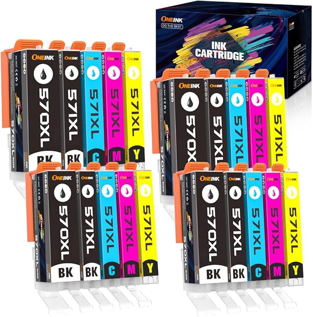 ONEINK 20Pack 570 571XL Ink Cartridges Replacement for Canon 570 570xl 571 571xl Ink Cartridges, Premium High Yield 570xl 571xl Ink Cartridges for Canon PIXMA MG5750 TS5050 TS5051 MG6850 TS6051