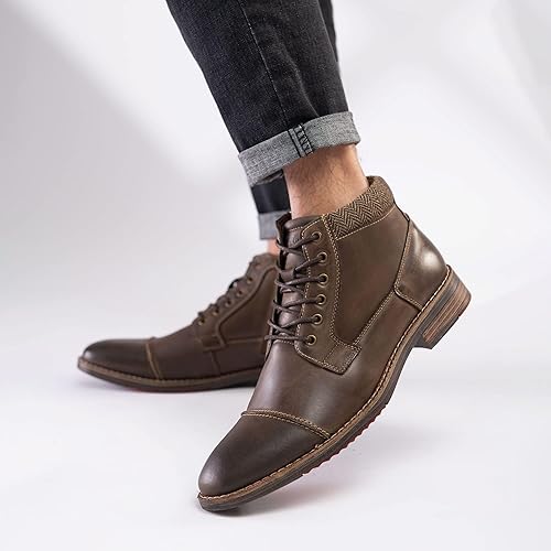 Miniatura 7 de Arkbird Botas de vestir para hombre, botas de tobillo clásicas de cuero genuino con cremallera lateral