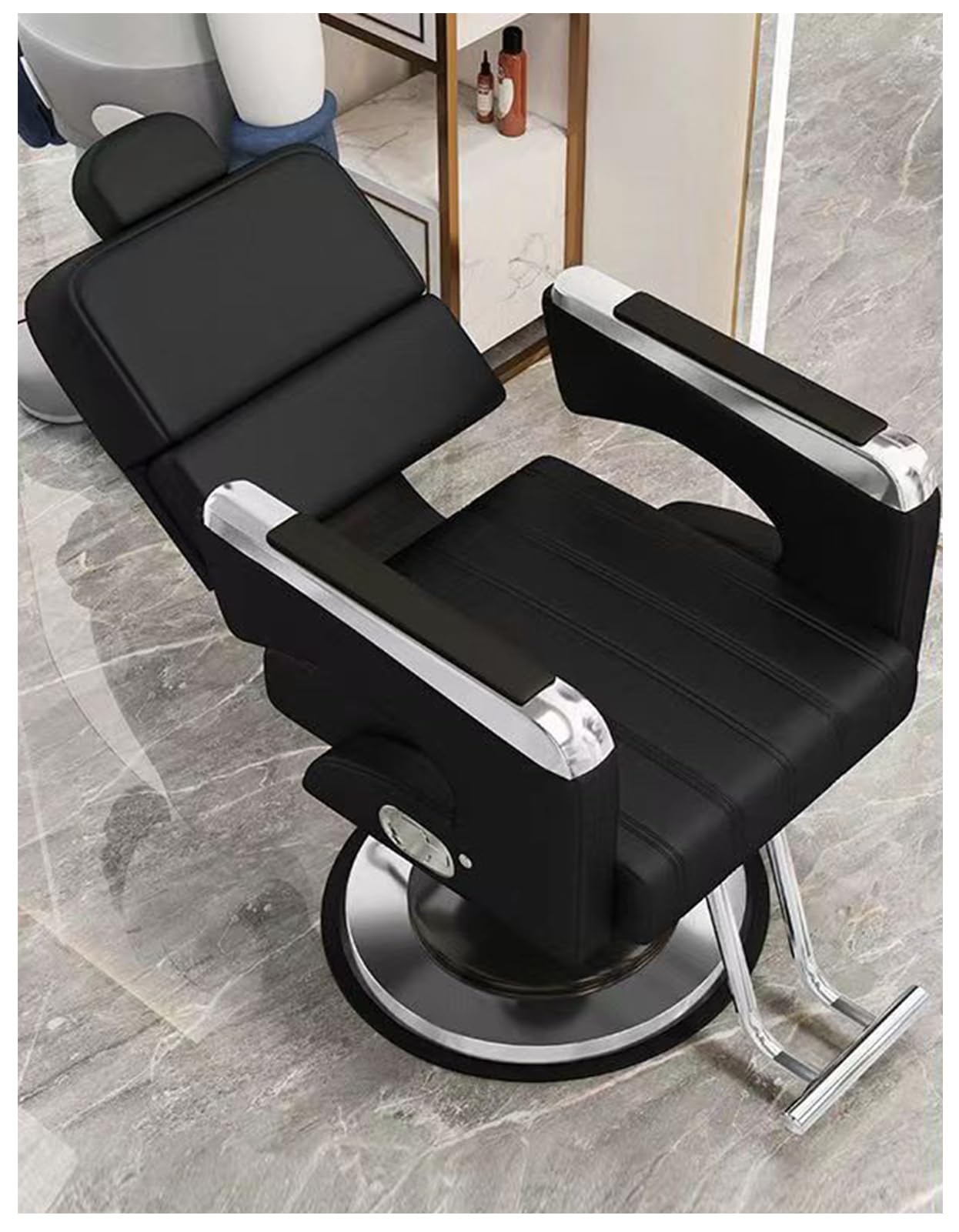 Sillón De Peluquería Hidráulico Capacidad De 150Kg Silla De Peluquería Profesional con Giro De 360°, Altura Ajustable, Sillón De Barbero para SPA Belleza,D