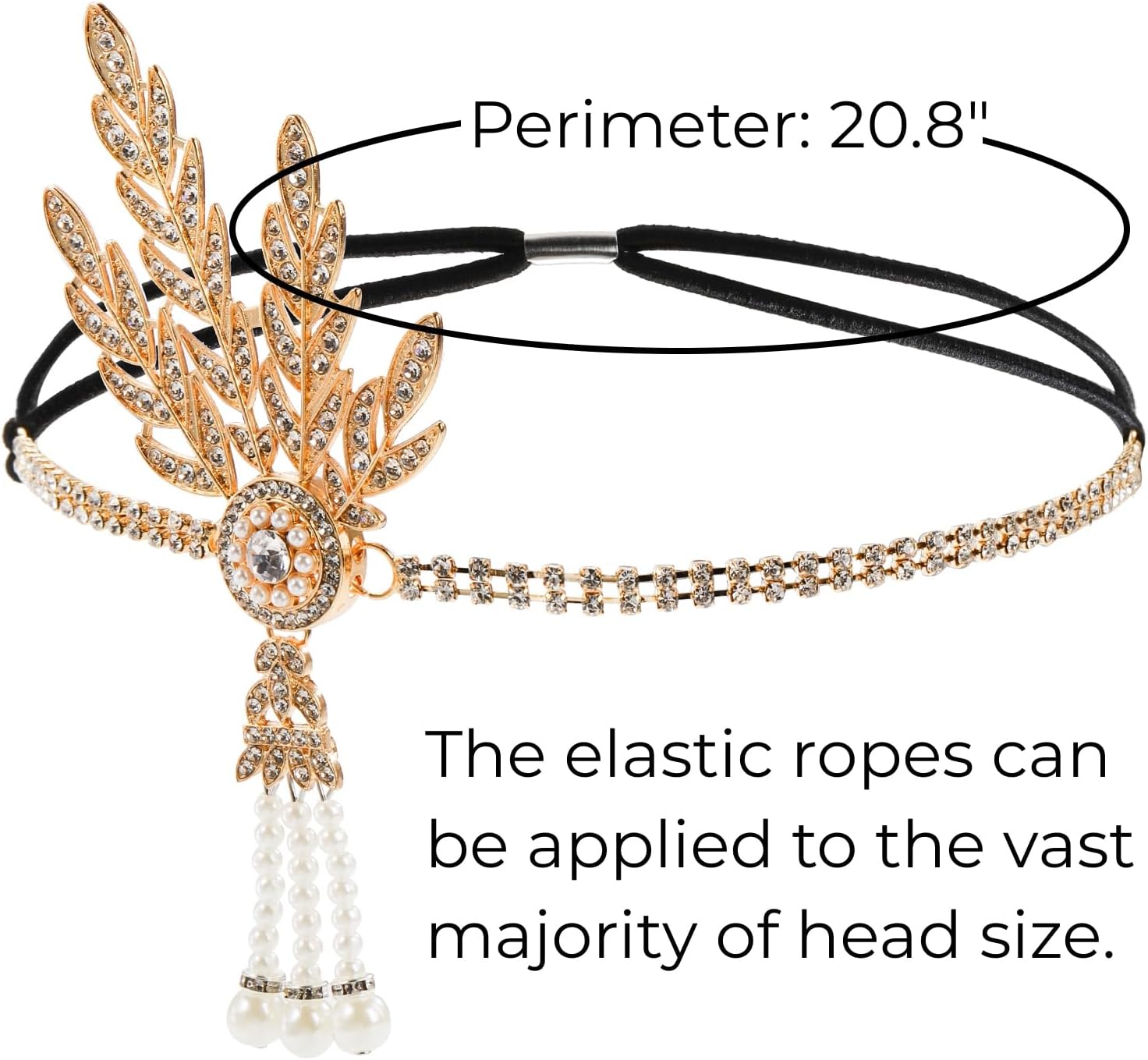 Hiceeden 6 Pcs 1920s Flapper Accessories for Women, Roaring 20s Accessories for Party, Flapper Costume Set Includes Headband, Necklace, Gloves, Earrings, Bracelet - Image 2