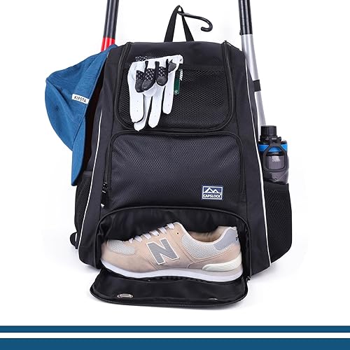 Miniatura 6 de Baseball Bat Bag Backpack,T-Ball & Softball Bat Bag with Shoes Compartment for Youth and Adult, Lightweight Baseball Bag with Fence Hook Hold Bat,