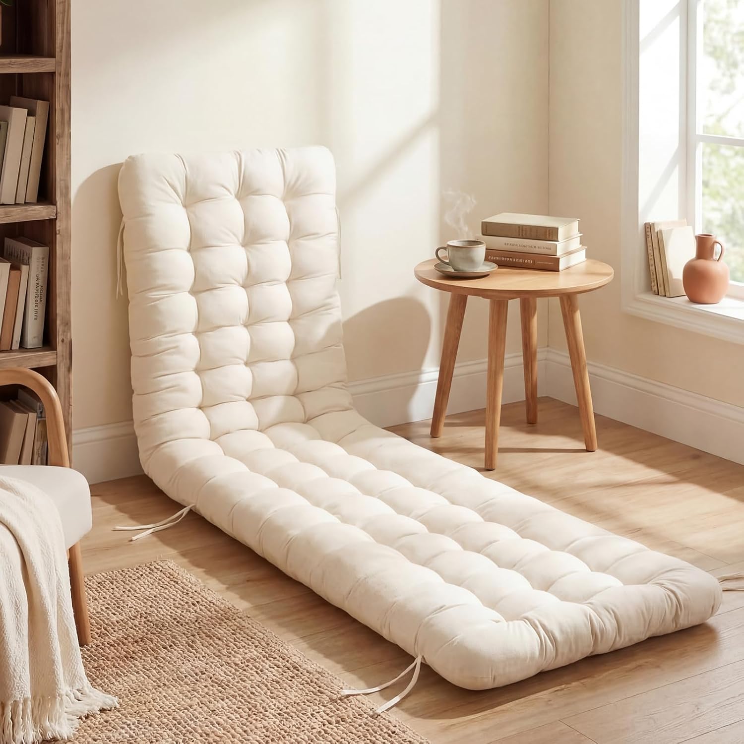 Wenqik Long Floor Cushion Large Floor Cushion with Brushed Cotton 74.8 x 27.5 x 3.15 in Jumbo Lounger Pillow for Outdoor Indoor Bay Window Meditation Yoga Reading Sleeping(White)