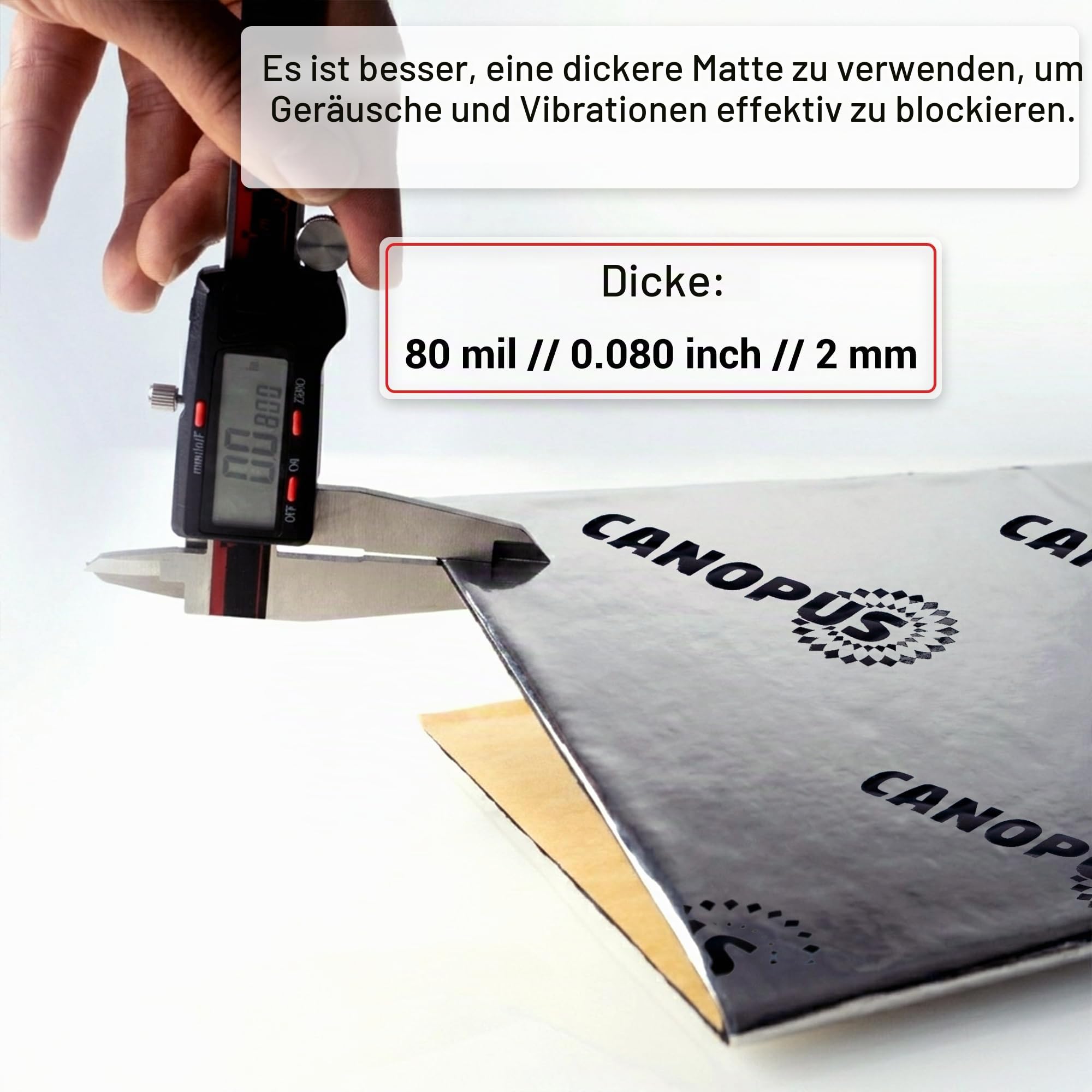 CANOPUS Professionelle Dämmmatte Auto 2mm 0,94m², 10 Blatt Schwerlast Selbstklebende Alubutyl Schalldämmung Auto, Vibrationsdämpfung für PC, Kfz, Fahrzeugboden, Seitenwände, Türen, Motordämmmatte