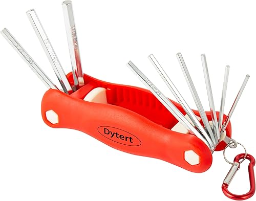 Dytert Juego de llaves hexagonales Allen plegables de 8 piezas, métricas, 0.059 in-0.315 in, cromadas, CRV