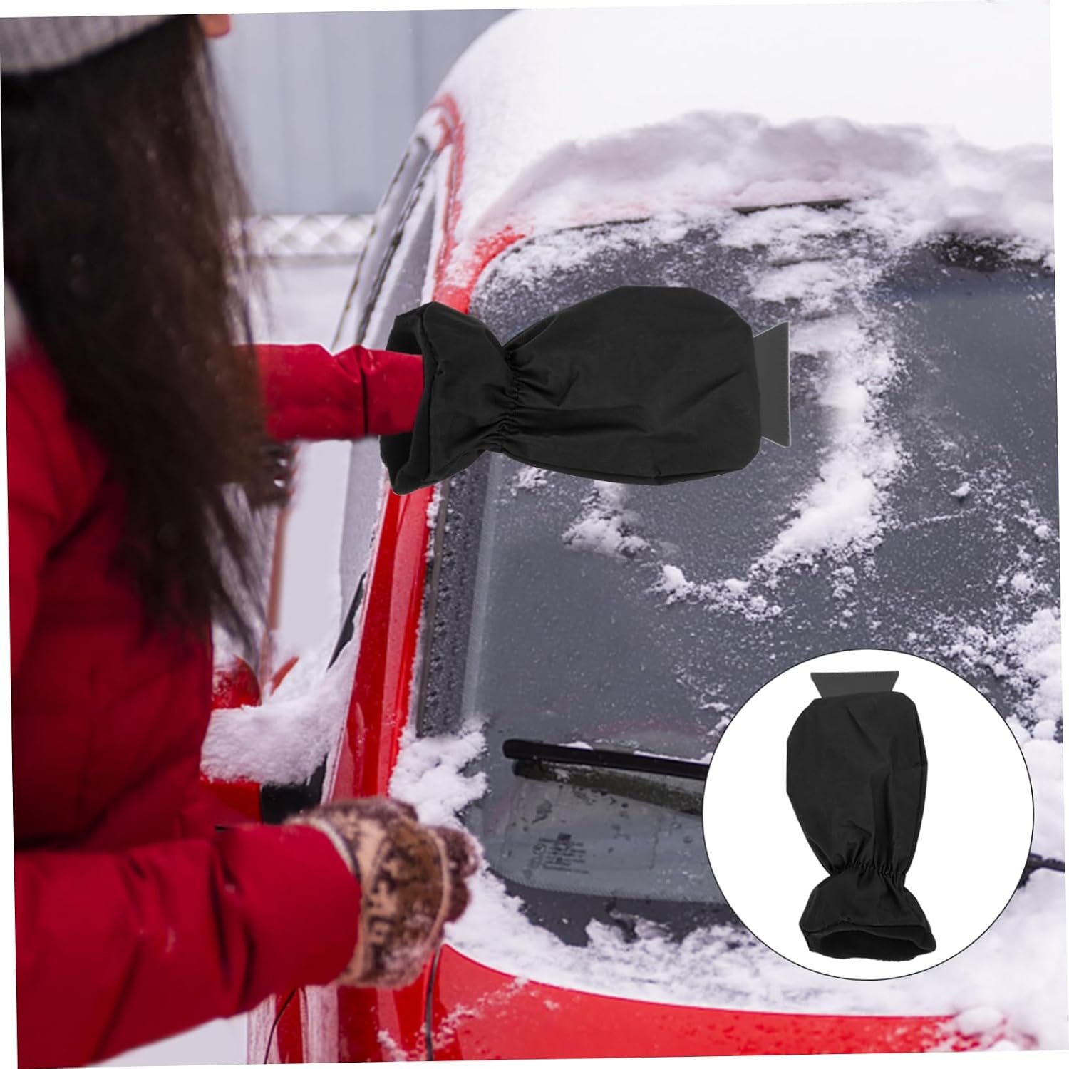 BESTonZON Snow Brush Ice Scraper for Car Windshield Ice Removal Cloth Scraper Glove Compact Lightweight