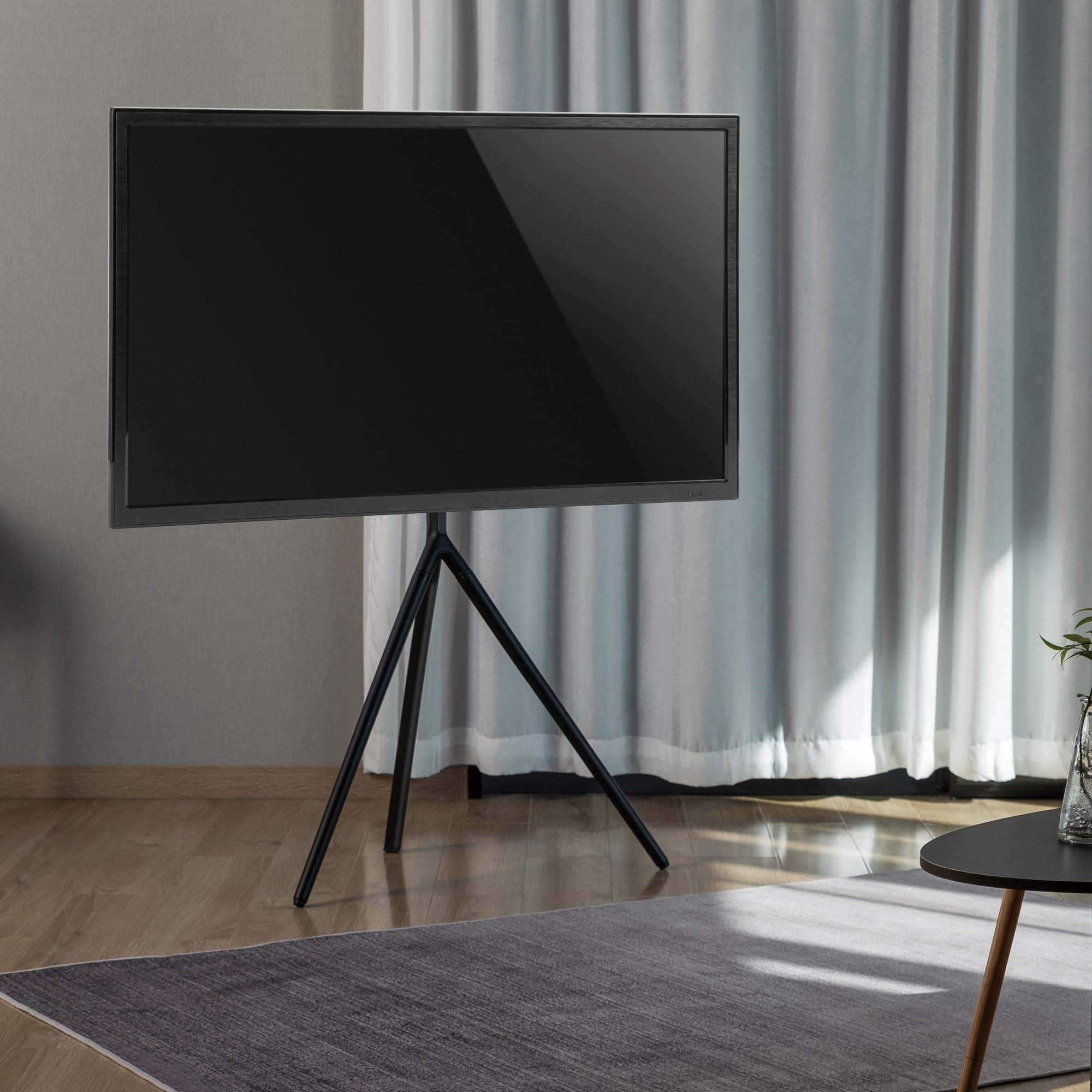 pro.tec TV Halterung Valle Fernseher Halterung max. 65 Zoll TV Ständer max. VESA 400 x 400 Fernsehständer 137 x 86 x 467 cm TV-Standfuß Metall Schwarz