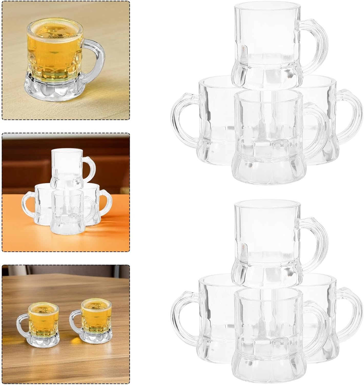 Mini Plastic Shot Glasses 12pcs 30ml Disposable Beer Mugs with Handles for Party Barbecue Wedding and Picnic Use