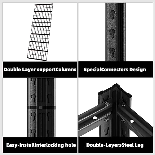 Miniatura 6 de Estantería de metal resistente de 62 pulgadas de ancho x 24 pulgadas de profundidad x 84 pulgadas de alto, estantes de almacenamiento de 3500