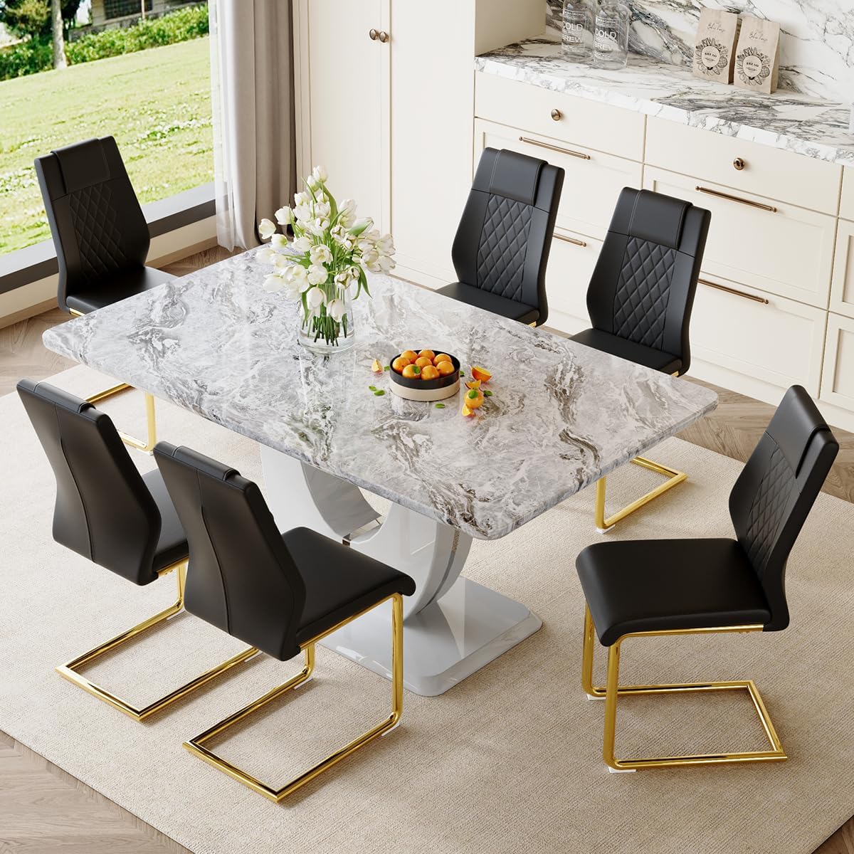 JUFU 63 Dining Table Set for 6
