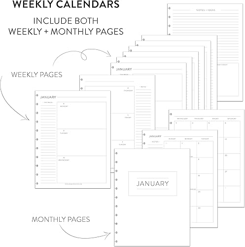 Miniatura 2 de BetterNote - Recambio de calendario académico horizontal de julio de 2025 a junio de 2026 para cuaderno encuadernado en disco, compatible con