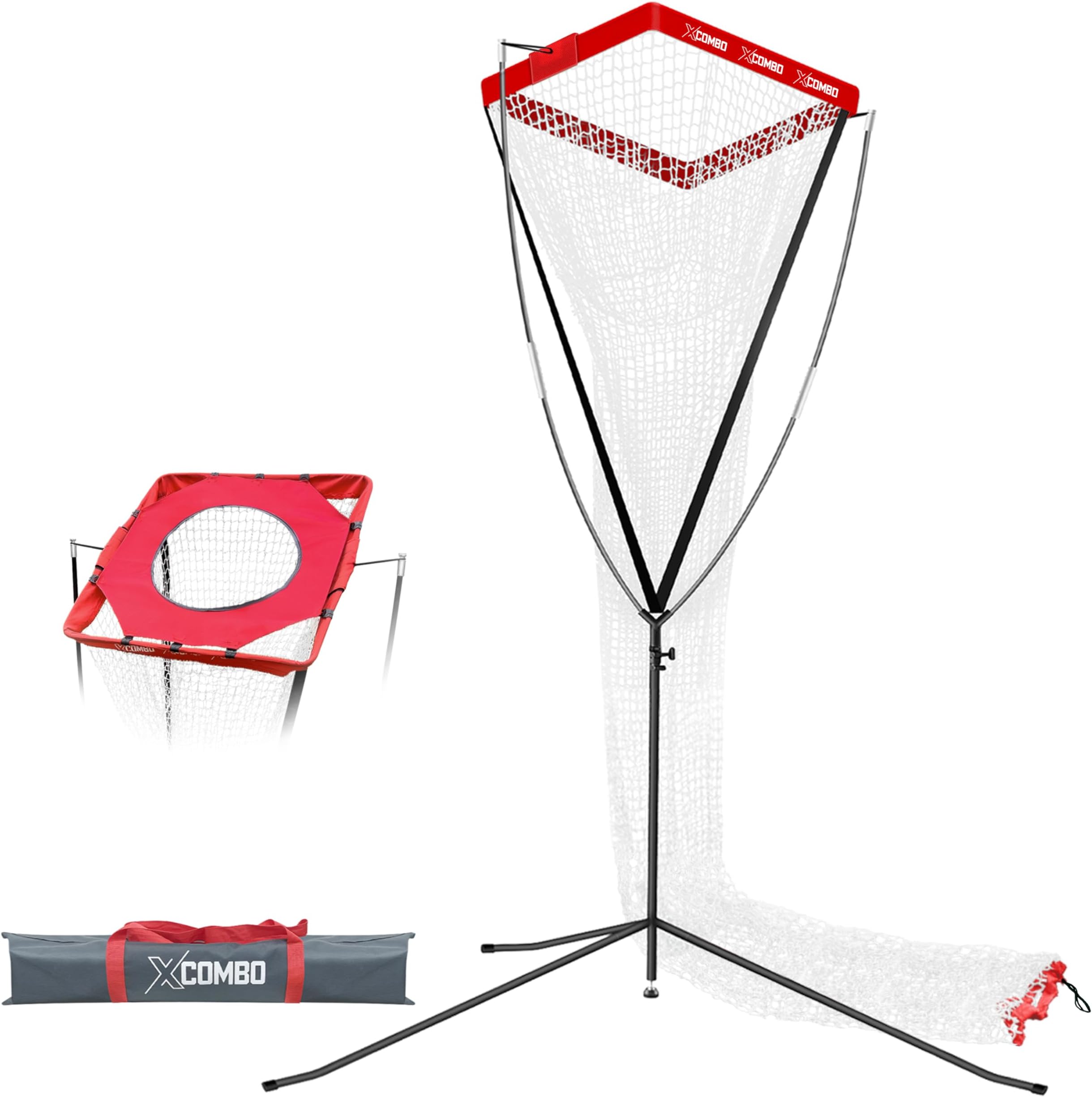 Volleyball Setter Trainer Net Height Adjustable for Indoor and Outdoor Practice, Perfect for Serving, Spiking, and Setting Training Equipment (Red)