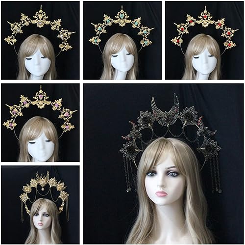 Vista 3 de DGFJY Festival Hair Accessories Women Students Halloween Hairband Cosplay Angel Aureole Headbands Performances Hair Hoop Hair