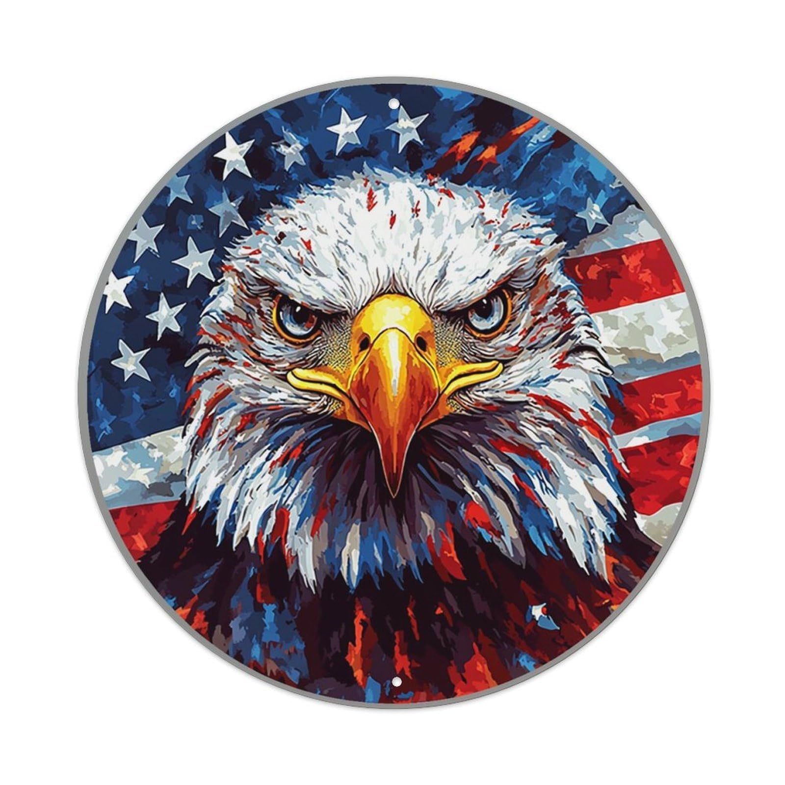 Patriotic Eagle American Flag Art Retro Metal Tin Sign, Vintage Metal Poster for home, Gaming Room, Studio Workshop,Bar,Garage Wall Art Decor 8x8 inch