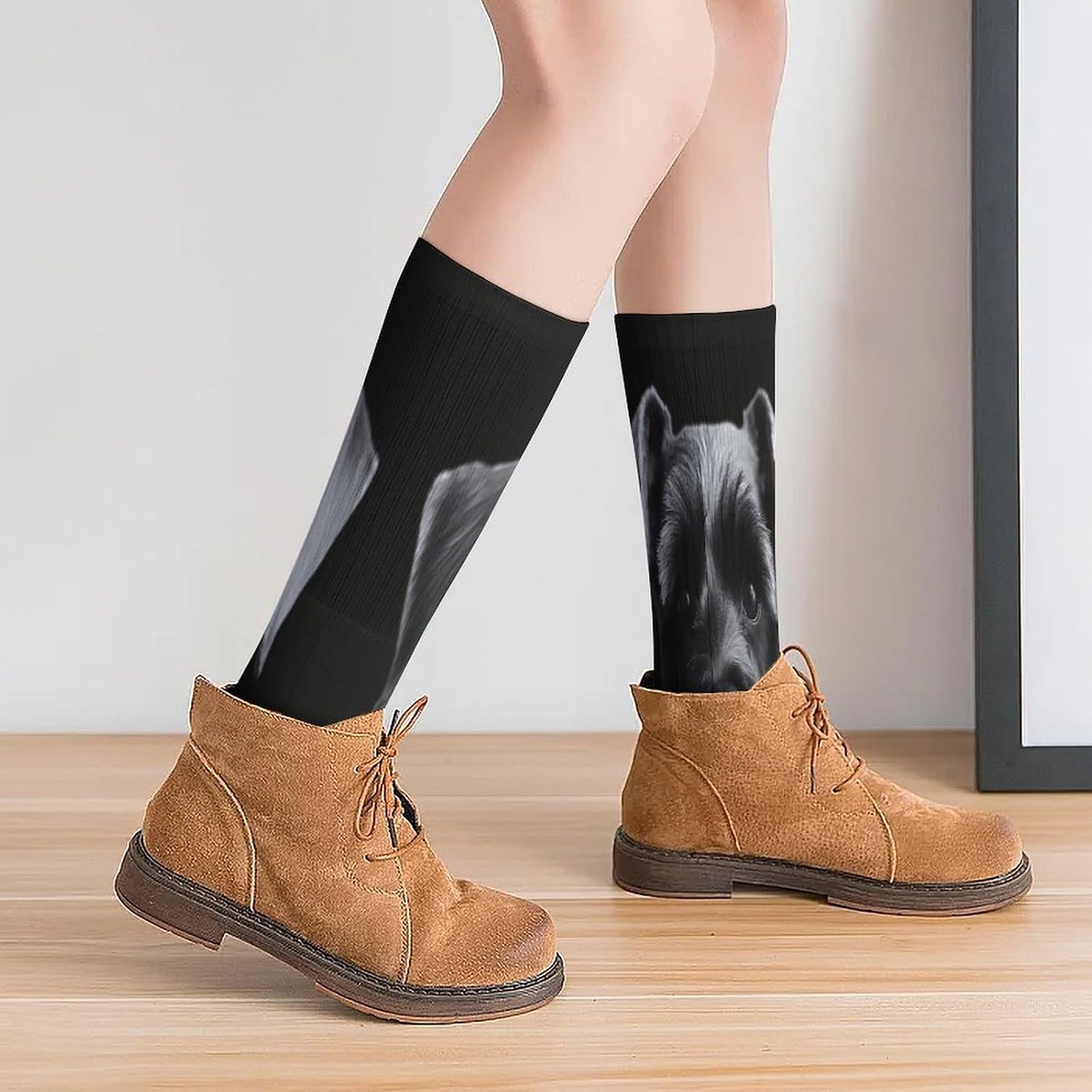 Black Schnauzer Dog Crew Socks Casual Breathable Calf Socks | Cushion Running Athletic Socks Long Performance Breathable Sports Socks for Women Men