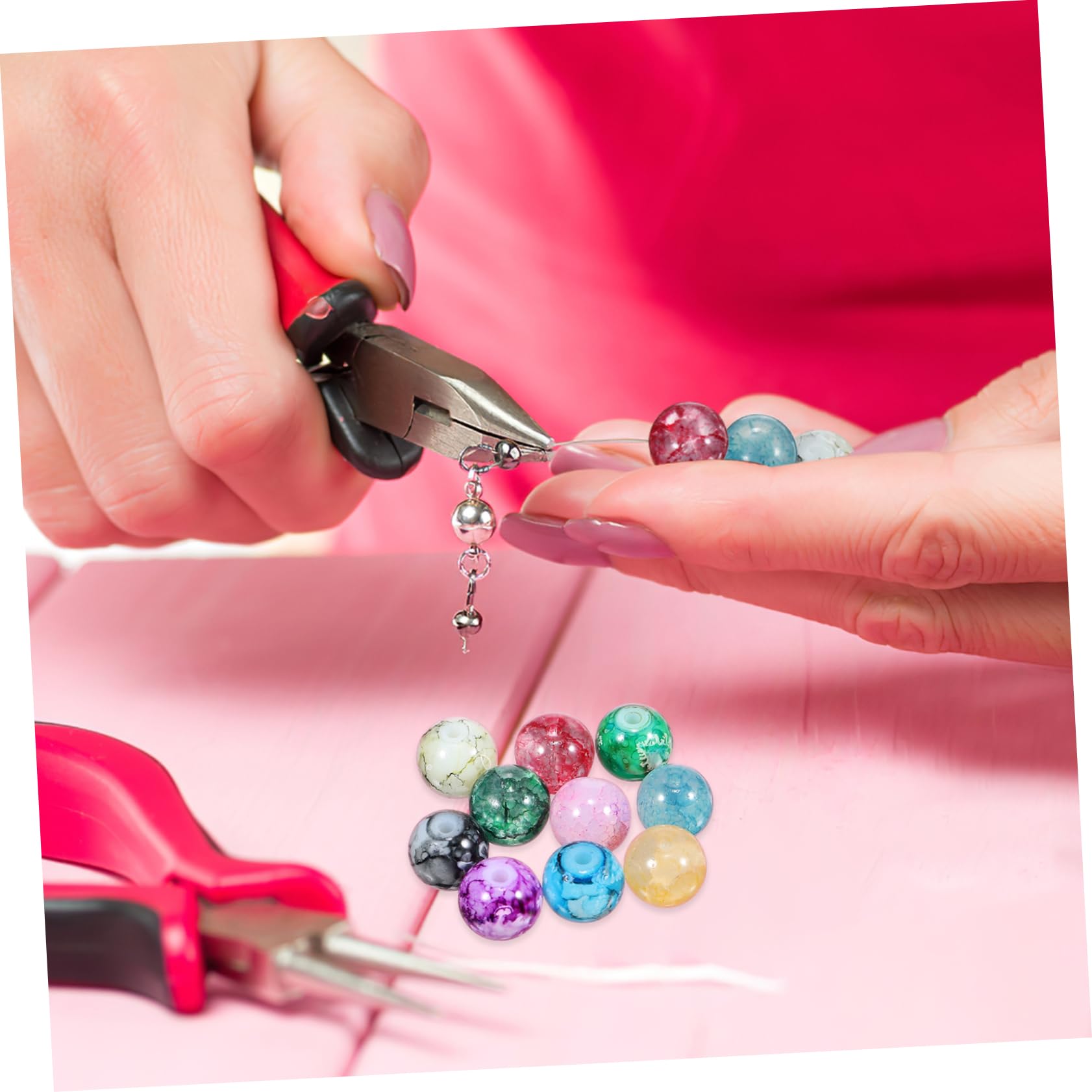 DOITOOL Abalorios Redondos Para Joyería Con Hilo Elástico Diy Para Collares 200 Piezas*4