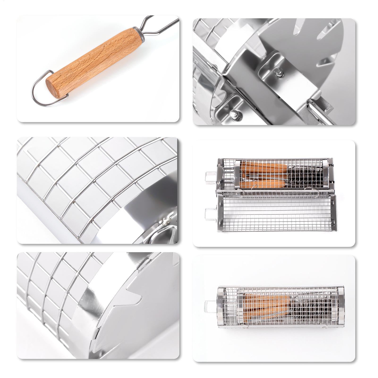 XUEMEIZI BBQ-rolgrillmand – RVS Gaascilinder Voor Ronde Grills, Handig Barbecue-accessoire Voor Buiten Koken 4 miniatura