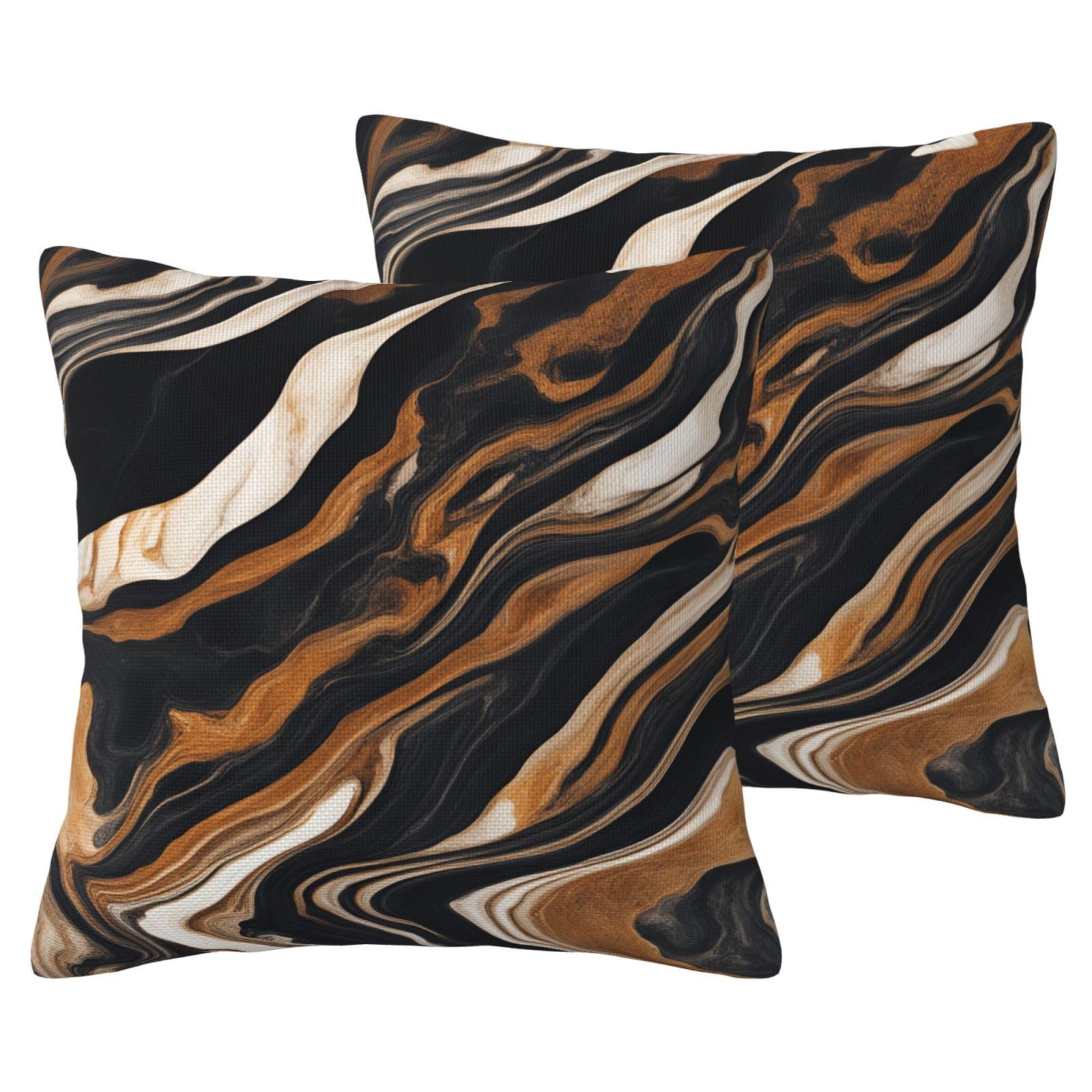 Housse de coussin marbre BREAUX : lot de 2 taies effet lin pour décoration salon et canapé