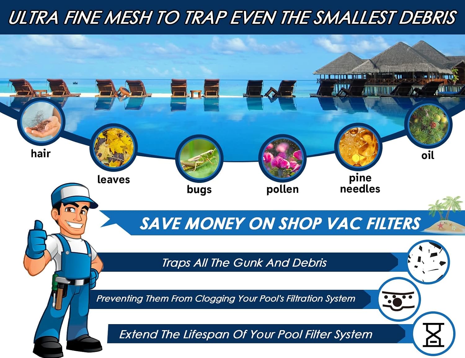 30-Pack of Pool Skimmer Socks, Pool Filter Socks for Filters, Baskets, and Skimmers - The Ideal Sock/Net/Saver to Protect Your Inground or Above Ground Pool