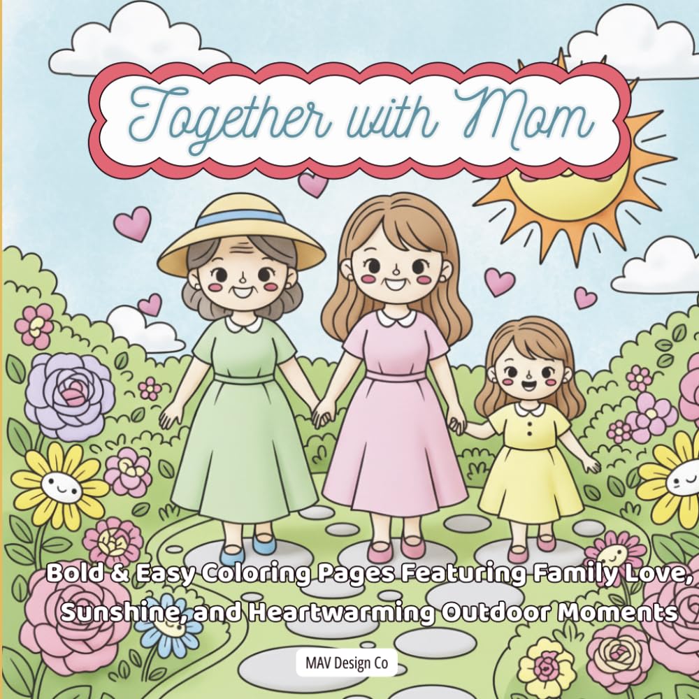 Together With Mom Bold & Easy Coloring Pages Featuring Family Love, Sunshine, and Heartwarming Outdoor Moments: Bold & Easy 8.5 x 8.5 Coloring Pages, Single Sided