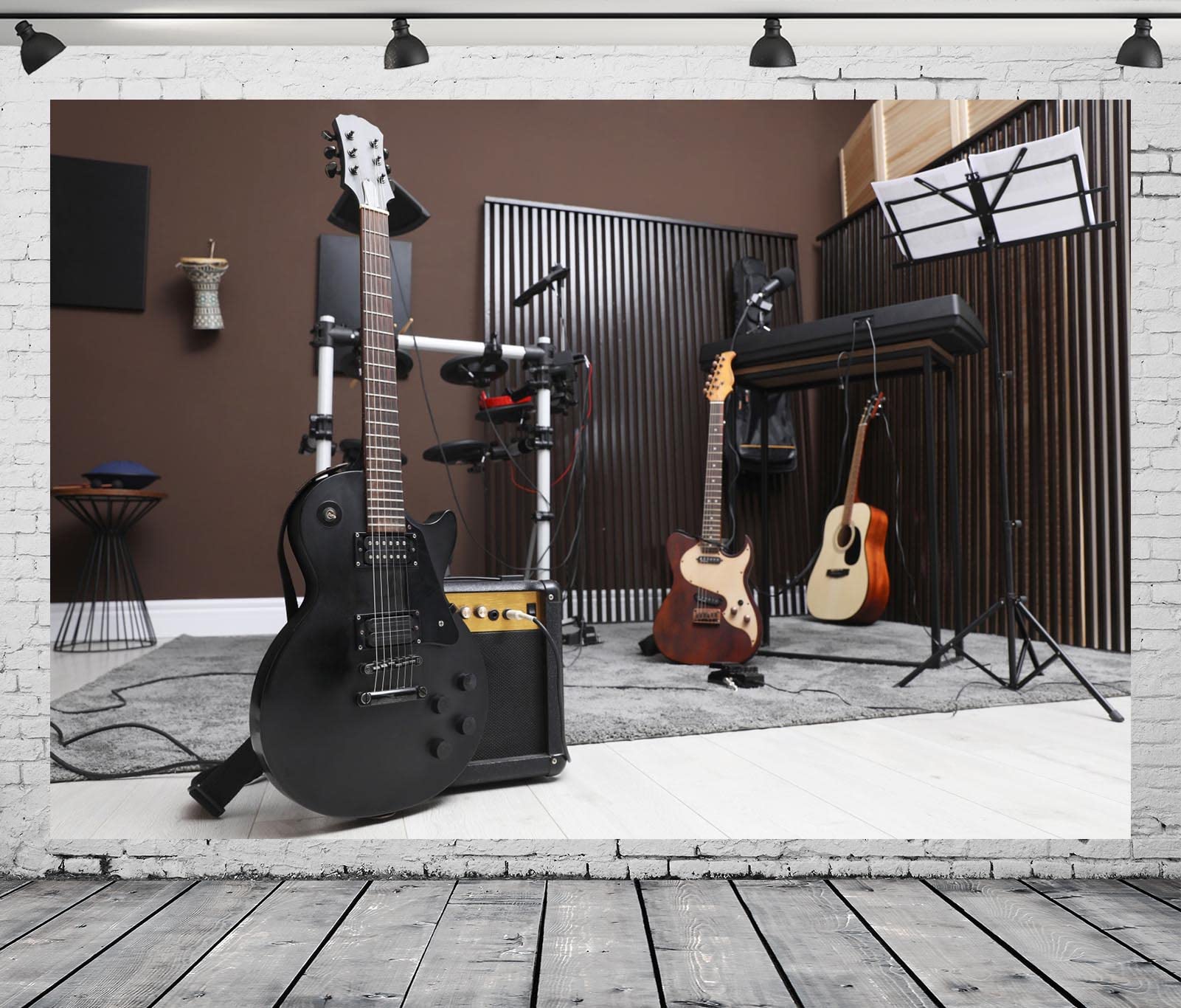 BELECO 4.6x3m Telo Sfondo palcoscenico musicale chitarra strumenti, decorazione energica per concerti e feste rock