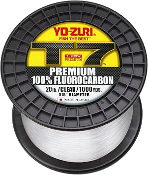 Yo-Zuri T7-20LB-CL-1000YD T-7 Premium Fluorocarbon 20Lb 1000Yd, Clear