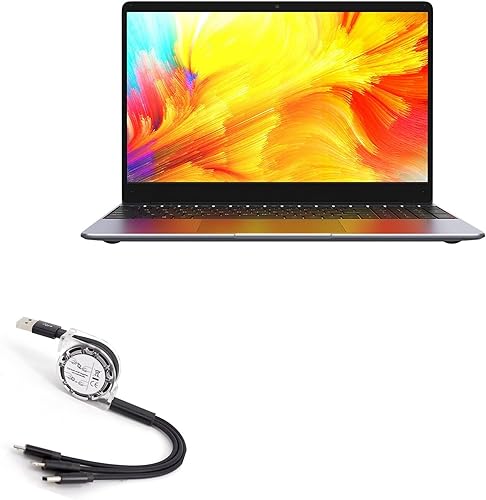 BoxWave Cable compatible con Chuwi GemiBook XPro - AllCharge miniSync, cable USB portátil, retráctil, negro azabache