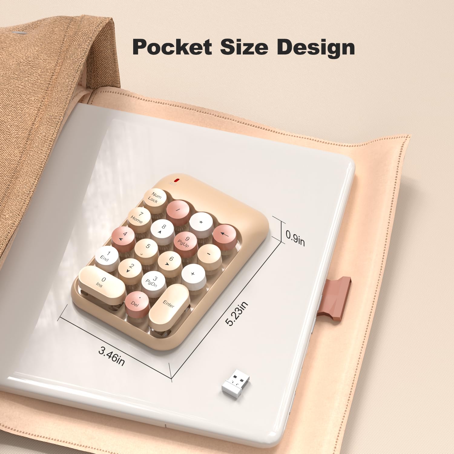 Almohadillas numéricas inalámbricas, lindo teclado numérico colorido portátil de 2.4 GHz, extensiones de teclado de contabilidad financiera, teclado numérico de 10 teclas para computadora portátil,