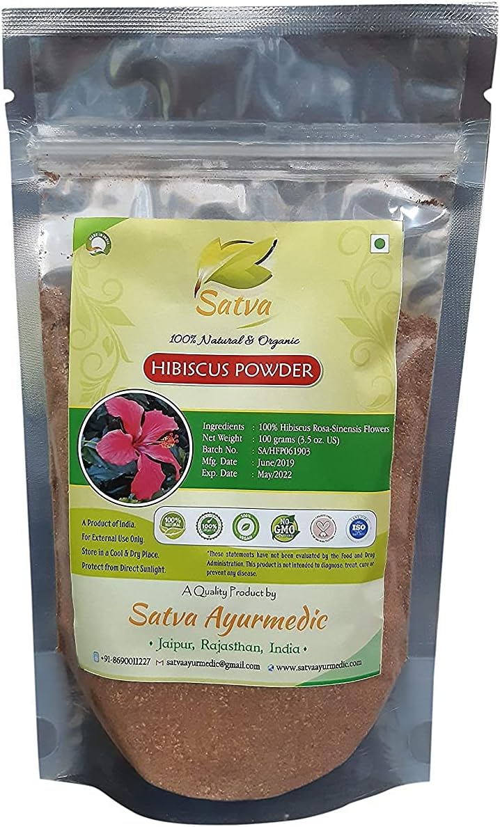 Astha SATVA Hibiscus Powder - 100% Hibiscus Rosa-Sinensis Flowers-(100 gm)