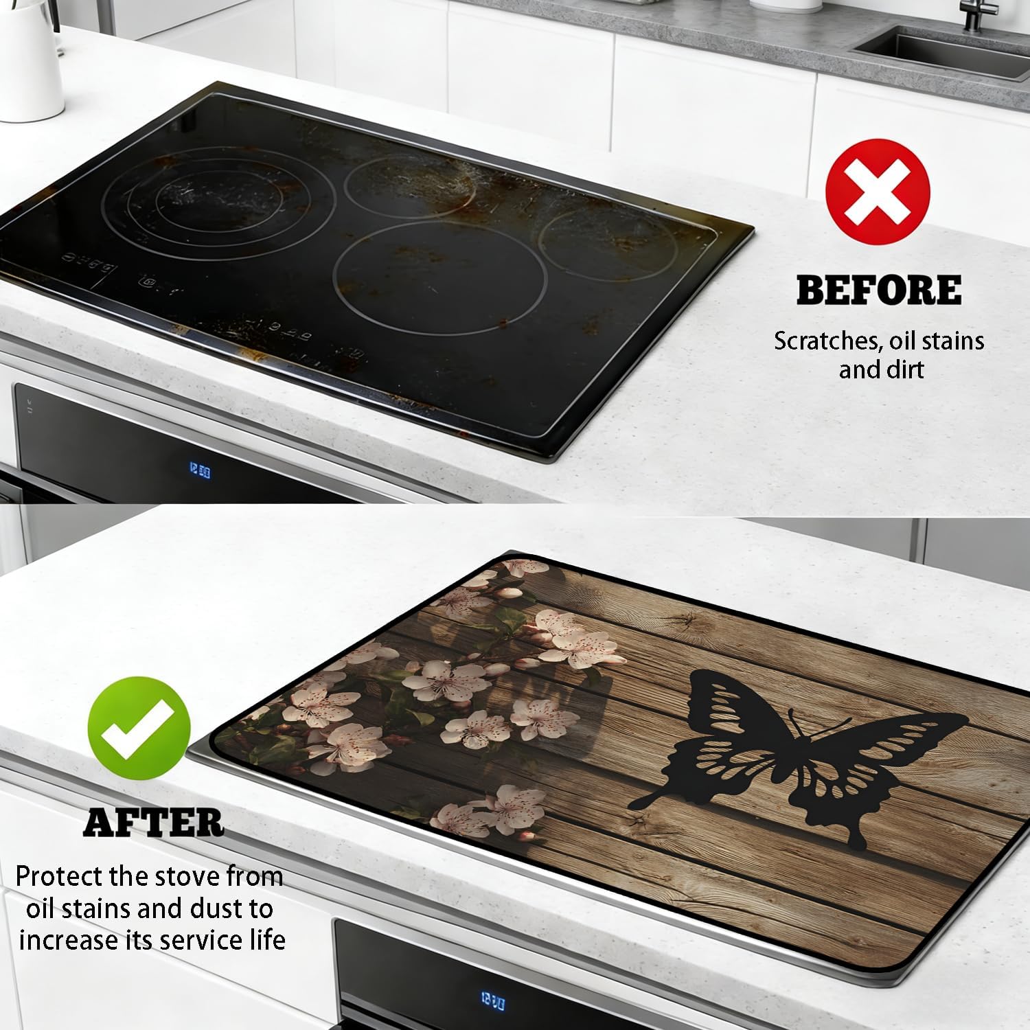 28 X 20 Electric Stove Top Cover — Multi-functional Protector, Perfect for Countertops, Stovetops, and Washing Machine Tops, A Decorative Kitchen Protector